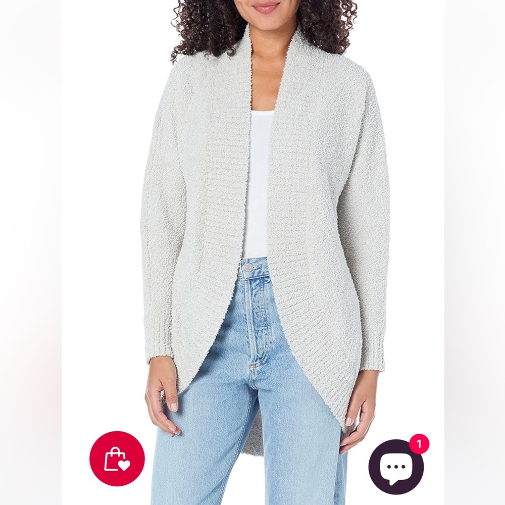UGG Women's 2X Fluffy Knit Fremont Cardigan Beige Long Sleeve Sweater
